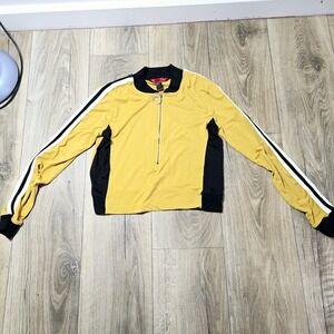 Hot kiss Mustard Black Long Sleeves Women's Cropped Zip Top Size Medium